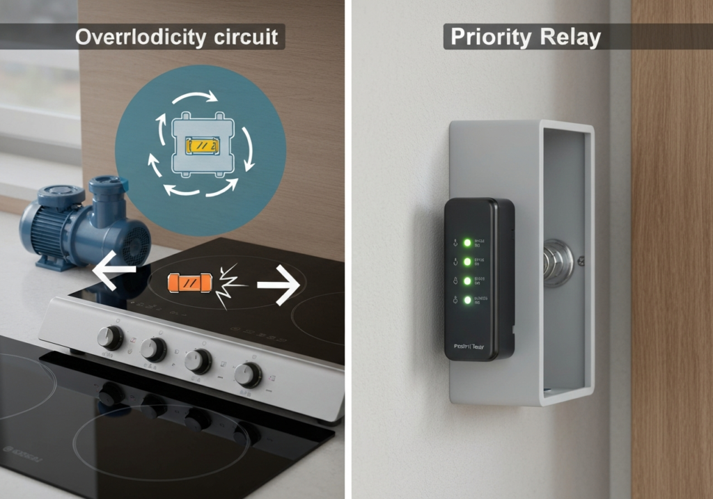 Przekaźniki priorytetowe w instalacji elektrycznej: Jak uniknąć wybijania bezpieczników przy jednoczesnym użyciu indukcji i pompy?